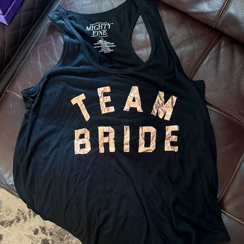 Mighty Fine Black and Gold 'Team Bride' Tank